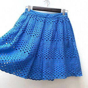 Tommy Hilfiger - Blue Full Midi Eyelet Detail Skirt